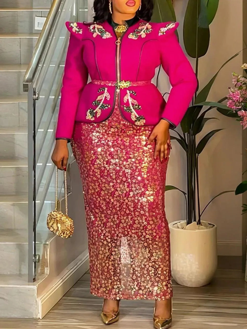 Elegant Plus Size Dashiki Ankara Sequin Party Sets Provain Shop