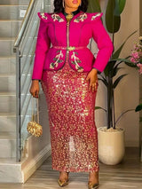 Elegant Plus Size Dashiki Ankara Sequin Party Sets Provain Shop