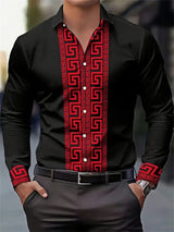 Fashionable Patterned Lapel ButtonDown LongSleeve Shirt Provain Shop
