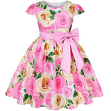 Rose Print Satin Princess Dress for Girls Provain Shop
