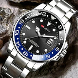 Classic Stainless Steel Dive Watch RedBlue Calendar Quartz Provain Shop