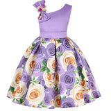 Rose Print Satin Princess Dress for Girls Provain Shop