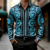 Luxury Baroque Gold Pattern Slim Fit Mens Long Sleeve Shirt Provain Shop