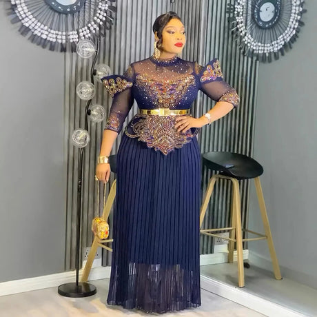 Elegant African Plus Size Dashiki Ankara Wedding Evening Gown Provain Shop