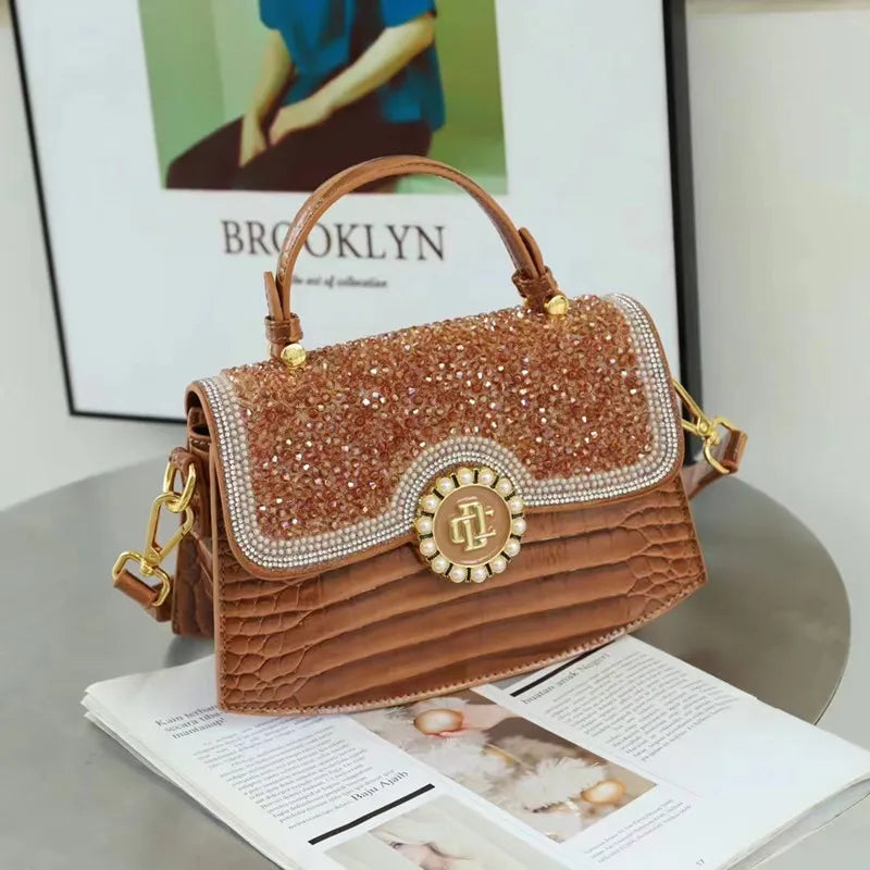 2025 Luxury Diamond Pearl Alligator Bridal Wedding Shoulder Bag Provain Shop