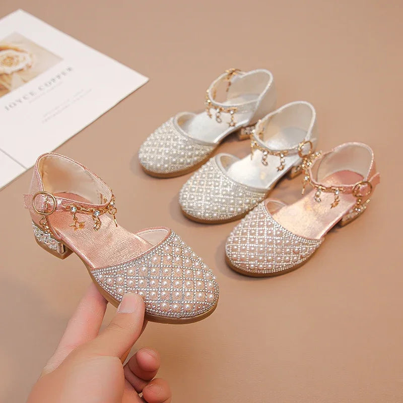 Sparkling Rhinestone Princess Kids Leather Party Heels Provain Shop