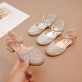 Sparkling Rhinestone Princess Kids Leather Party Heels Provain Shop