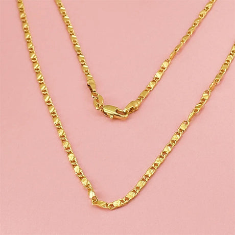 24K Pure Gold 2mm Flat Chain Luxury for Him  Her Provain Shop