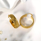 Huitan Vintage Greek Key Gold Hoop Earrings for Women Provain Shop