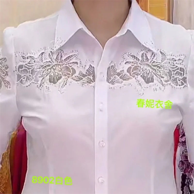 Luxury Hot Stamped Mom Blouse 2025 SpringAutumn Style Provain Shop