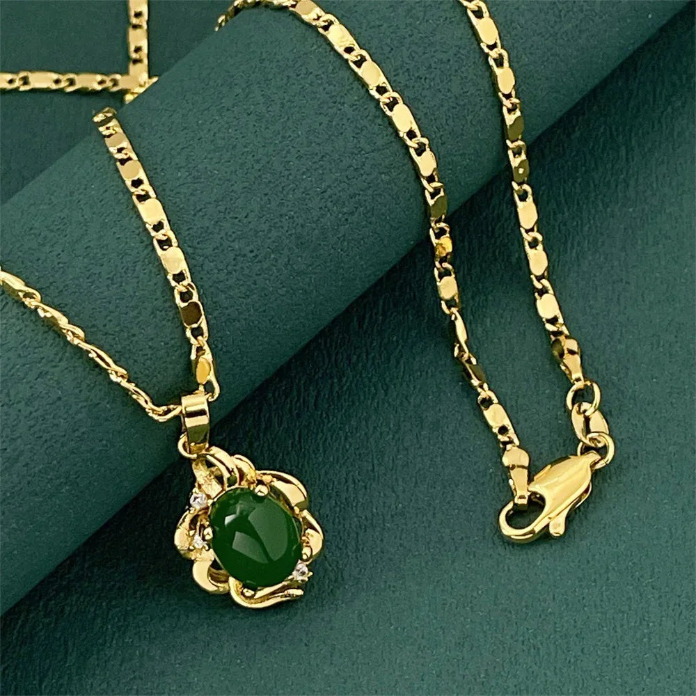 24K Pure Gold Jade Pendant Necklace for Women Provain Shop
