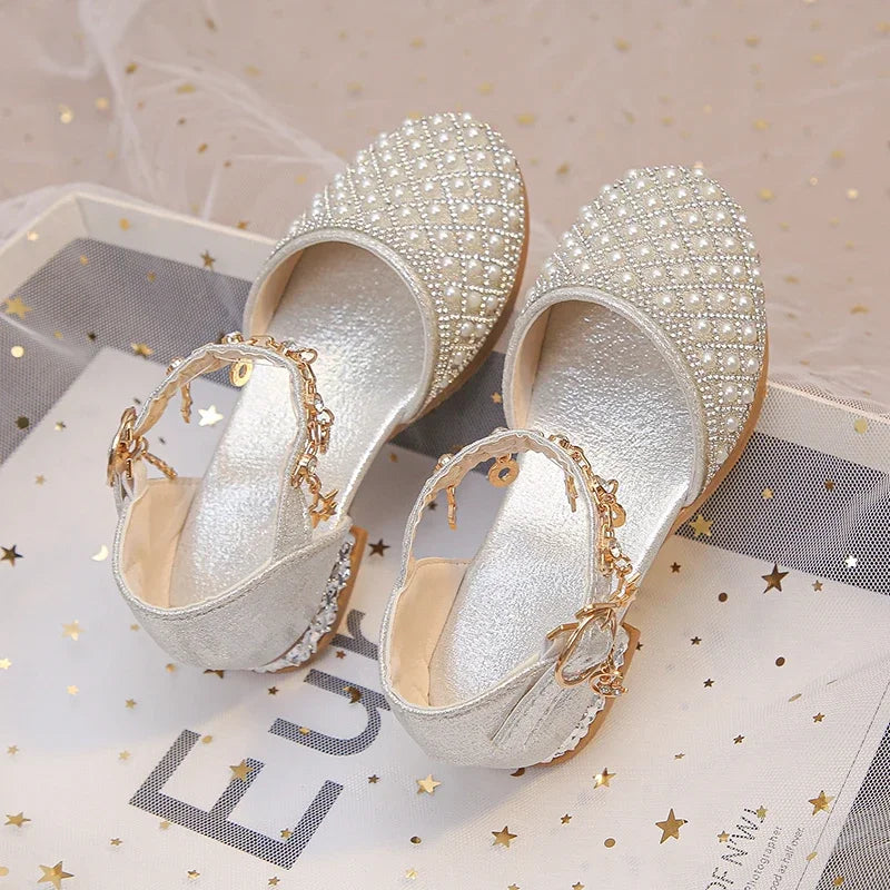Sparkling Rhinestone Princess Kids Leather Party Heels Provain Shop