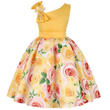 Rose Print Satin Princess Dress for Girls Provain Shop