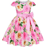 Rose Print Satin Princess Dress for Girls Provain Shop