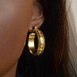 Huitan Vintage Greek Key Gold Hoop Earrings for Women Provain Shop