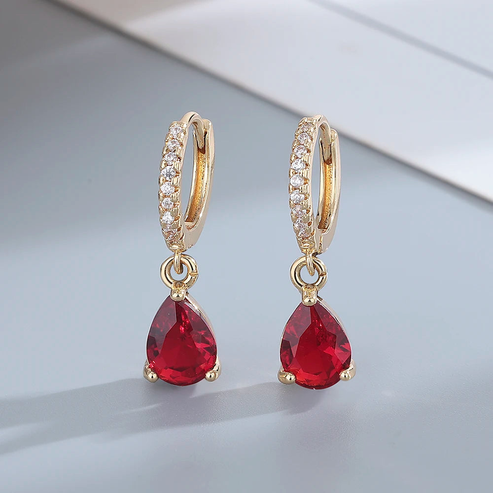 Elegant Emerald Ruby Zirconia Hoop Earrings for Her Provain Shop