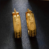 Huitan Vintage Greek Key Gold Hoop Earrings for Women Provain Shop