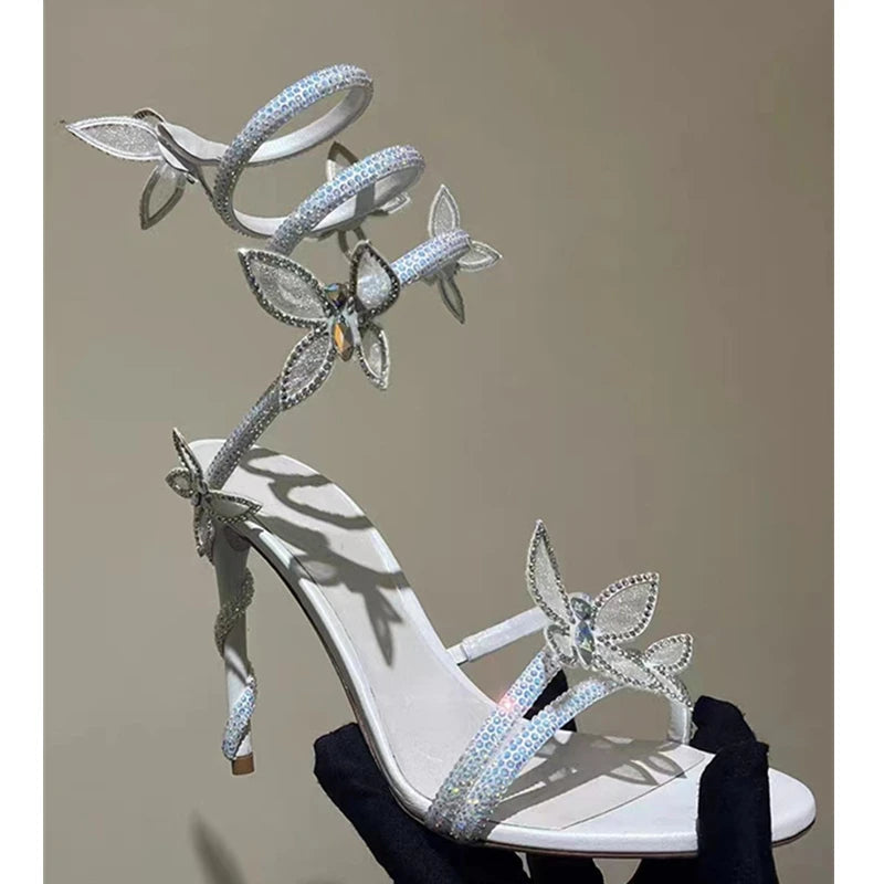 Luxury Crystal Butterfly Gladiator Heels for Summer Parties Provain Shop