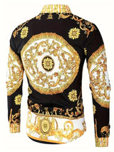 Baroque Print Long Sleeve Luxury Retro Casual Shirt Provain Shop