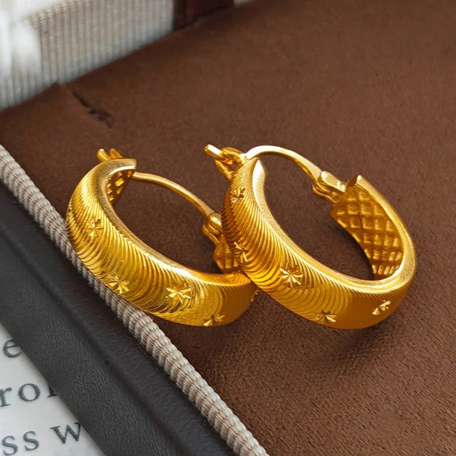 luxury real gold jewelry 24k certifid sparkling starry cat's eye earrings ins style 999 pure gold versatile earrings earrings Provain Shop