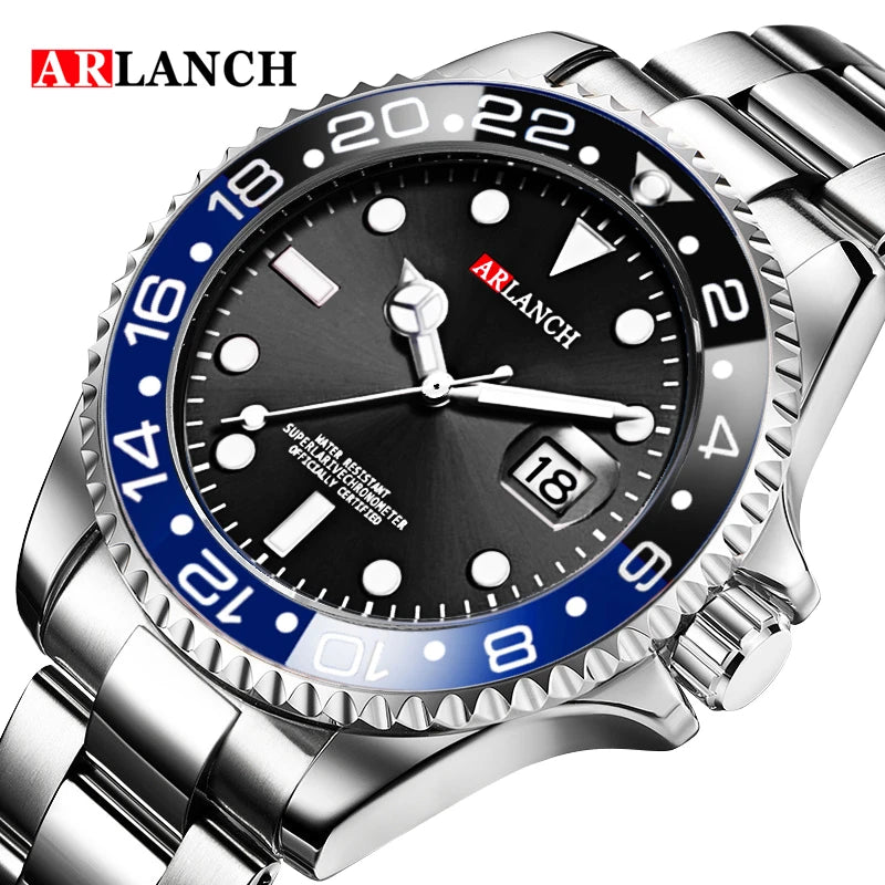 Classic Stainless Steel Dive Watch RedBlue Calendar Quartz Provain Shop