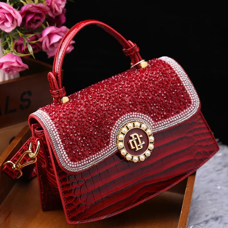 2025 Luxury Diamond Pearl Alligator Bridal Wedding Shoulder Bag Provain Shop