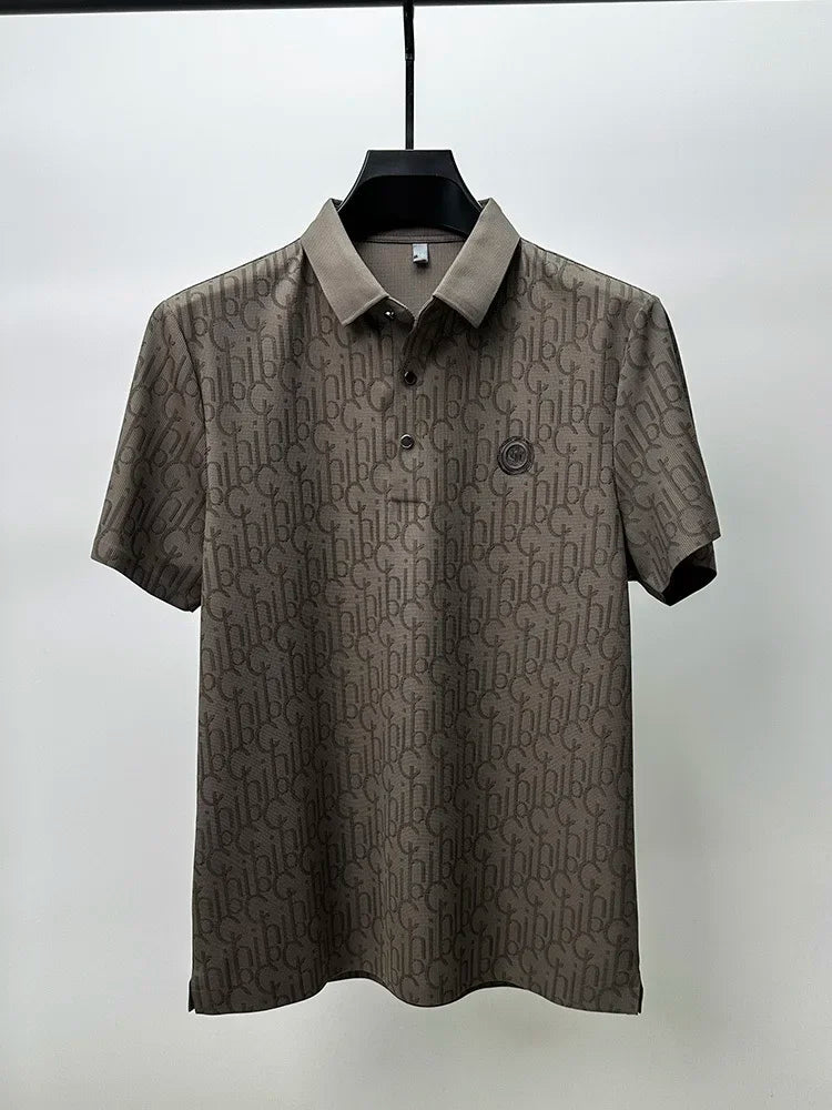 Mens Luxurious Embossed Silk Polo Cool Summer Fashion Provain Shop