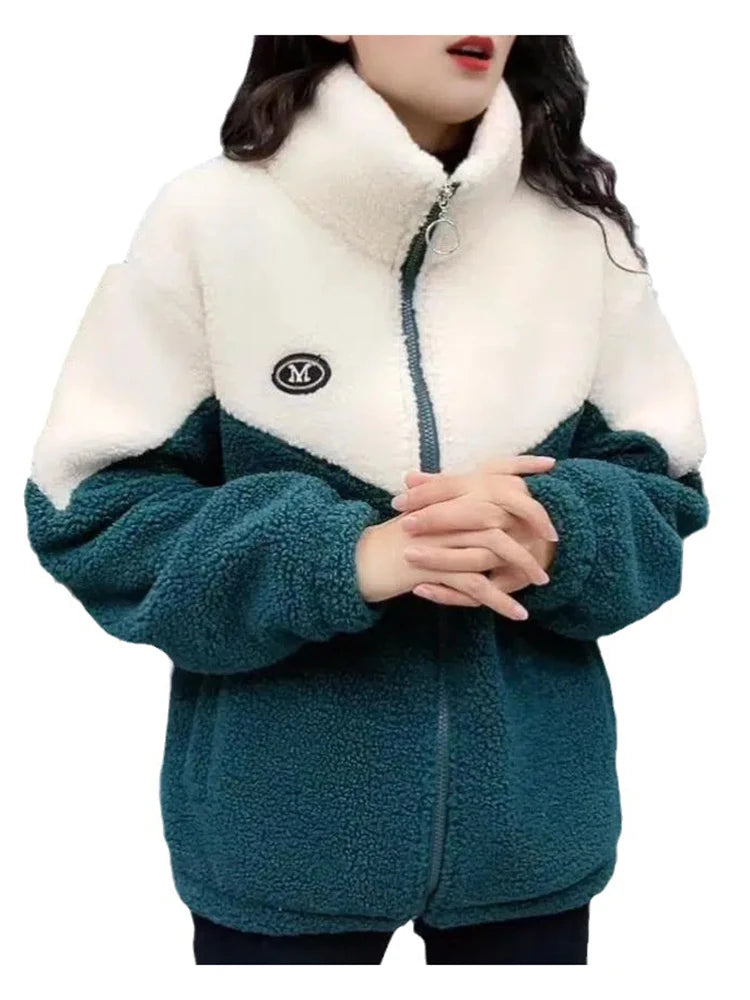 Womens Quilted Lamb Fleece Warm Winter Overcoat Provain Shop