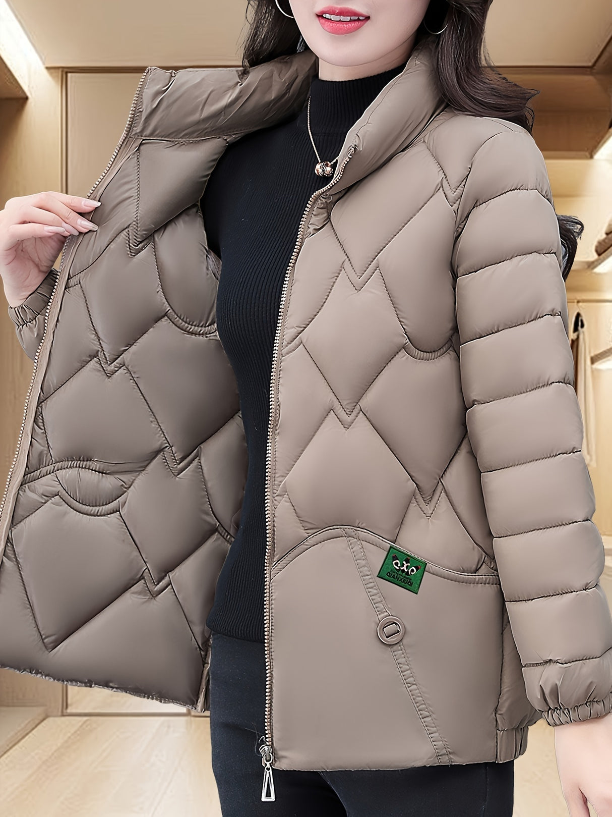 Womens Quilted Embroidered Coat  Winter Warmth Essential Provain Shop