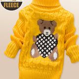 Provain Shop Child's Winter Delight: Cozy Bear Fleece Turtleneck - Stylish, Comfortable & Easy-Care, Unisex Knit Sweater 