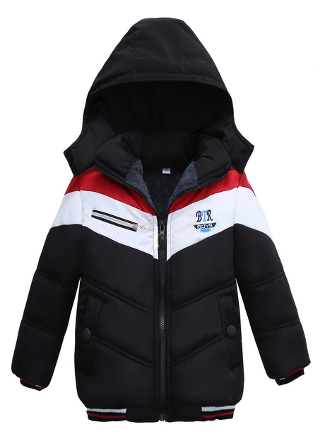 Boys' Stylish Hooded Down Jacket - Warm, Fleece-Lined Zip-Up Coat for Winter Outdoors - Ideal Gift Provain Shop