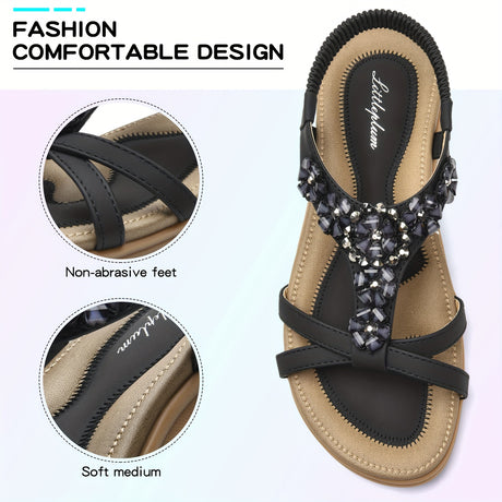 Chic Summer Beach Elastic Flats – Womens Comfortable Slip-On Sandals for Casual Wear Provain Shop