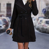 Chic DoubleBreasted Belted Lapel Overcoat for FallWinter Provain Shop