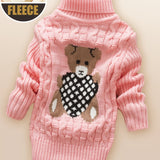 Provain Shop Child's Winter Delight: Cozy Bear Fleece Turtleneck - Stylish, Comfortable & Easy-Care, Unisex Knit Sweater 