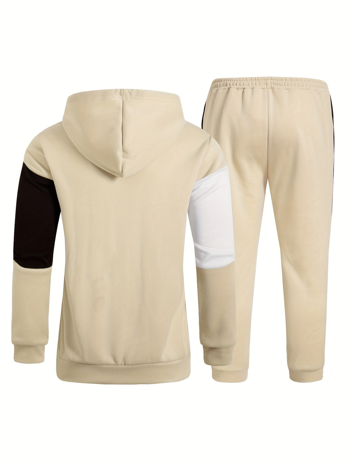 Provain Shop Mens 2Pcs Athletic Tracksuit - Comfort-Fit Color Block Hoodie and Joggers - Versatile for Gym, Running & Casual Wear 