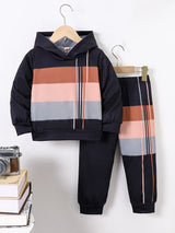 Comfy Fall Boys Colorblock Hoodie  Jogger Set Provain Shop