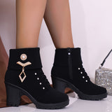 Womens Fashionable Rhinestone Chunky Heel Ankle Boots Provain Shop