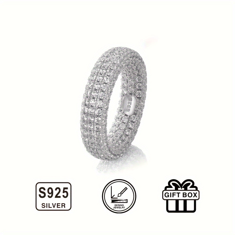 Provain Shop 1pc 925 Sterling Silver Hip Hop Ring - 18K Gold Plated, Unisex, Dazzling Cubic Zirconia Accent, Stylish & Ideal for Gifting 