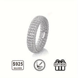 Provain Shop 1pc 925 Sterling Silver Hip Hop Ring - 18K Gold Plated, Unisex, Dazzling Cubic Zirconia Accent, Stylish & Ideal for Gifting 