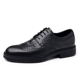 Provain Shop Men Brogue Carved Derby Shoes British Style Pointed Toe Low Top Wingtip Oxfords Formal Shoes Footwear