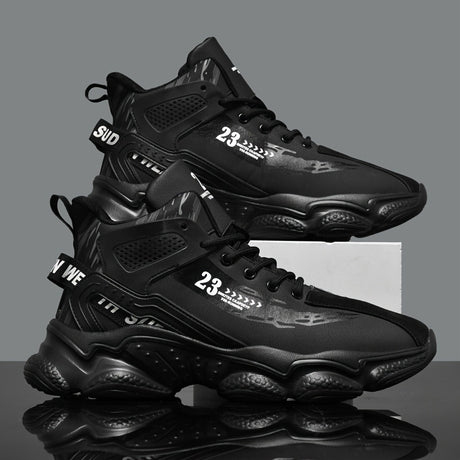 Men's Trendy Solid High Top Basketball Shoes, Comfy Non Slip Lace Up Sneakers For Men's Outdoor Activities Provain Shop