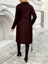 Elegant Lapel Wool Blend Coat with Belted Style Provain Shop