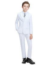 Provain Shop 4pcs Boys Formal Gentleman Outfits, Long Sleeve Blazer&Bowtie Shirt&Pants&Vest, Boys Clothing Set For Competition Performance Wedding Banquet Dress 