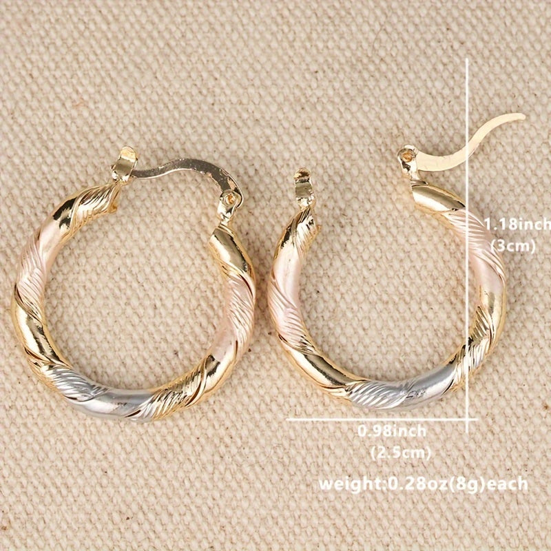Provain Shop Elegant 14K Gold-Plated Hoop Earrings – Twisted Design – Versatile Accessory for Weddings, Parties & Birthdays 