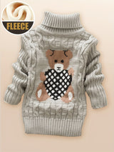 Provain Shop Child's Winter Delight: Cozy Bear Fleece Turtleneck - Stylish, Comfortable & Easy-Care, Unisex Knit Sweater 