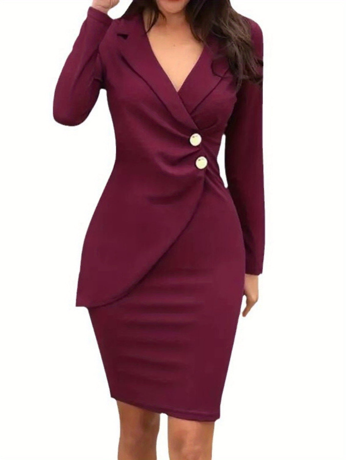 Chic VNeck Buttoned Bodycon Dress for Women  Work  Casual Provain Shop