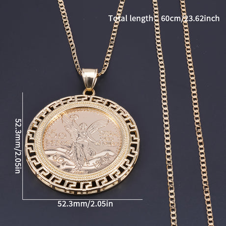 1pc Statue Of Liberty Golden Coin Pendant Necklace For Men, Charm Jewelry Gift Provain Shop