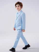 Provain Shop 4pcs Boys Formal Gentleman Outfits, Long Sleeve Blazer&Bowtie Shirt&Pants&Vest, Boys Clothing Set For Competition Performance Wedding Banquet Dress 