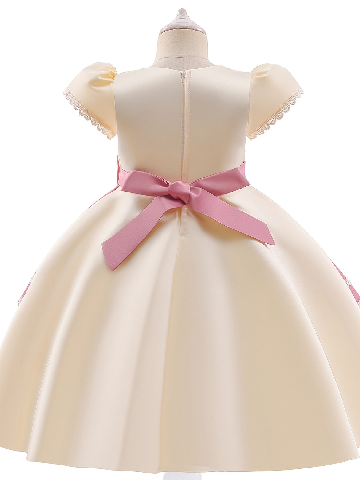 Provain Shop Elegant Girls Princess Dress with Embroidered Flowers & Lace - Perfect for Weddings, Birthdays & Special Occasions 