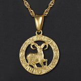 12 Horoscope Zodiac Sign Pendant Necklaces For Women Men Golden Color Aries Leo 12 Constellations Jewelry Gifts Provain Shop